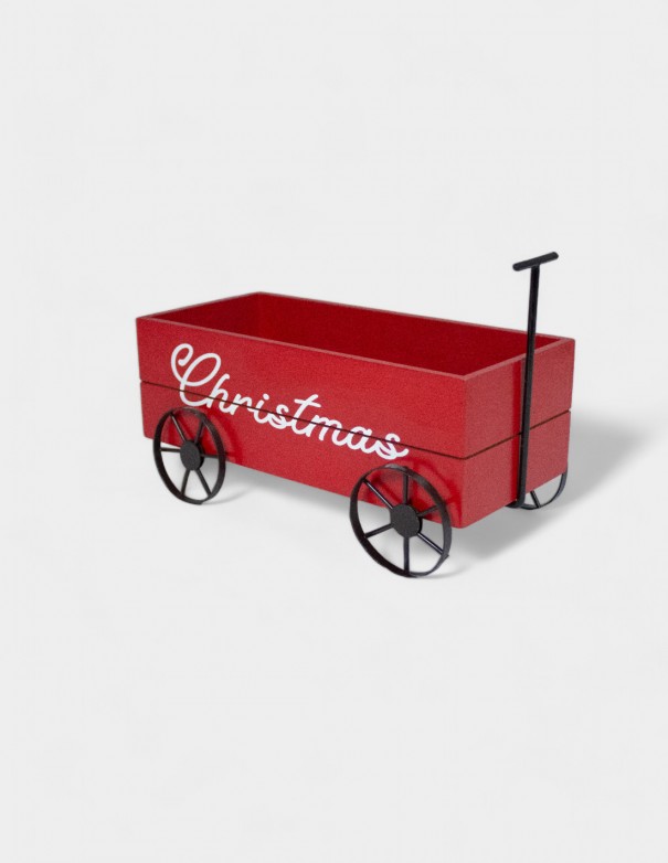 Caja Madera Carrito Christmas